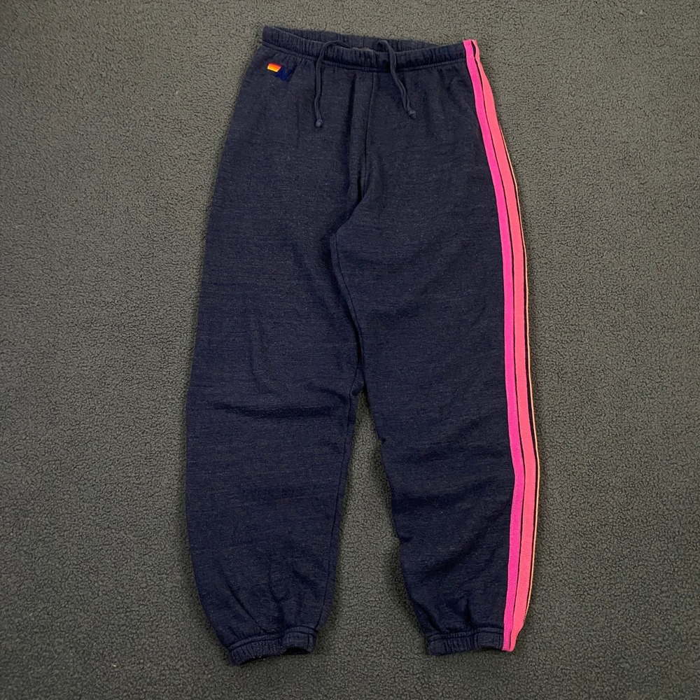 Aviator Nation Sweatpants Womens Small Blue 5 Stripe Classic Fleece Jogger